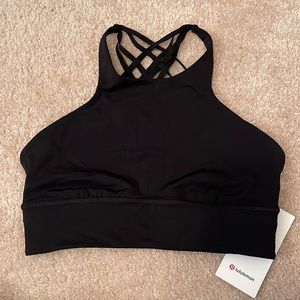 NWT lululemon black free to be moved high neck sports bra. Size 10